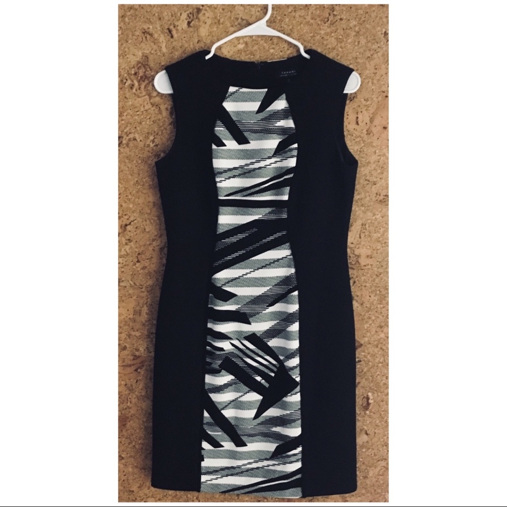 Tahari ASL Black/White Textured Sheath Dress